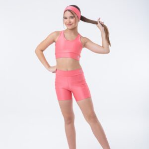 conjunto de short e top coral