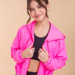 casaco corta vento rosa