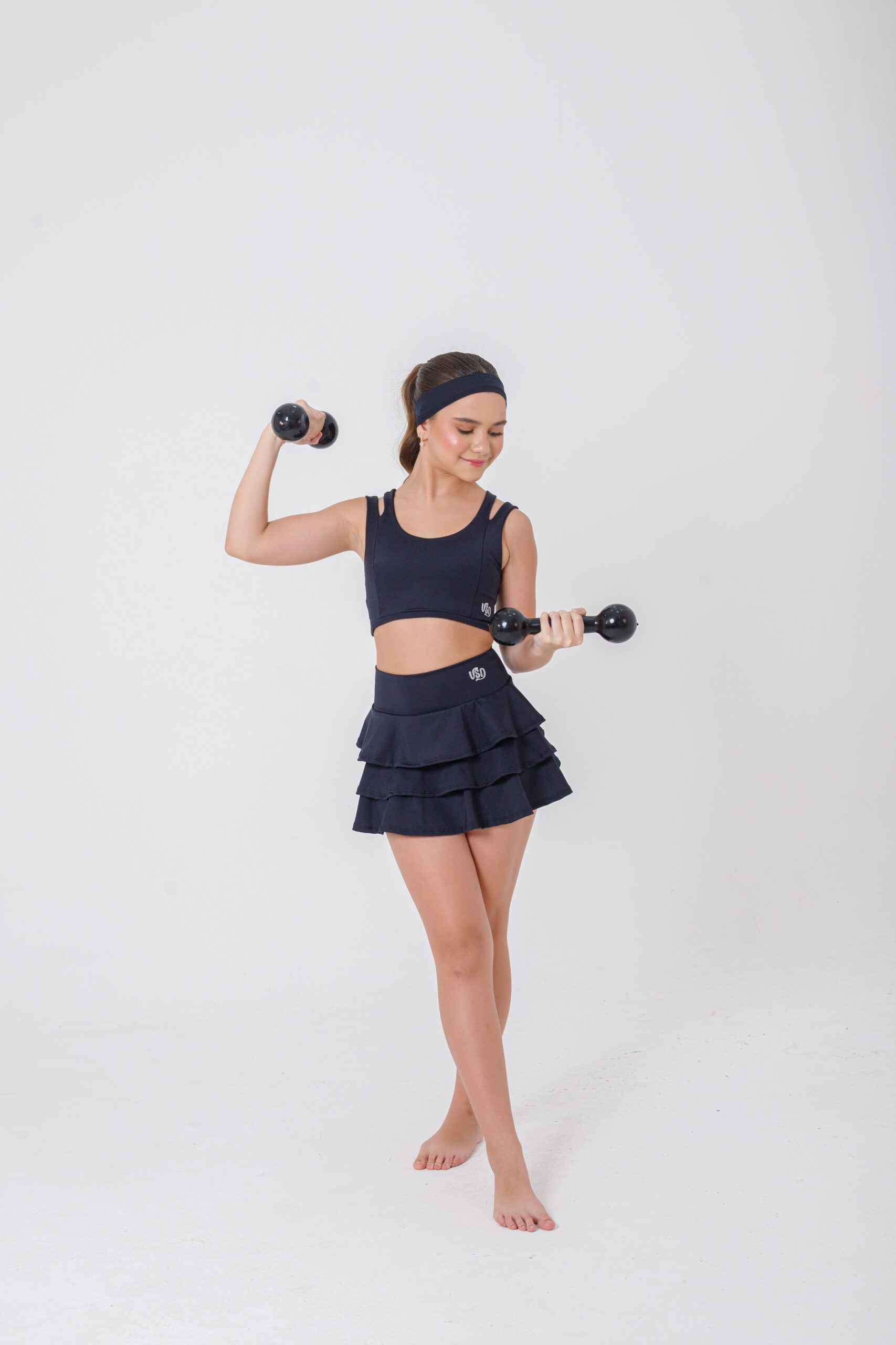 Conjunto de short saia babados preto