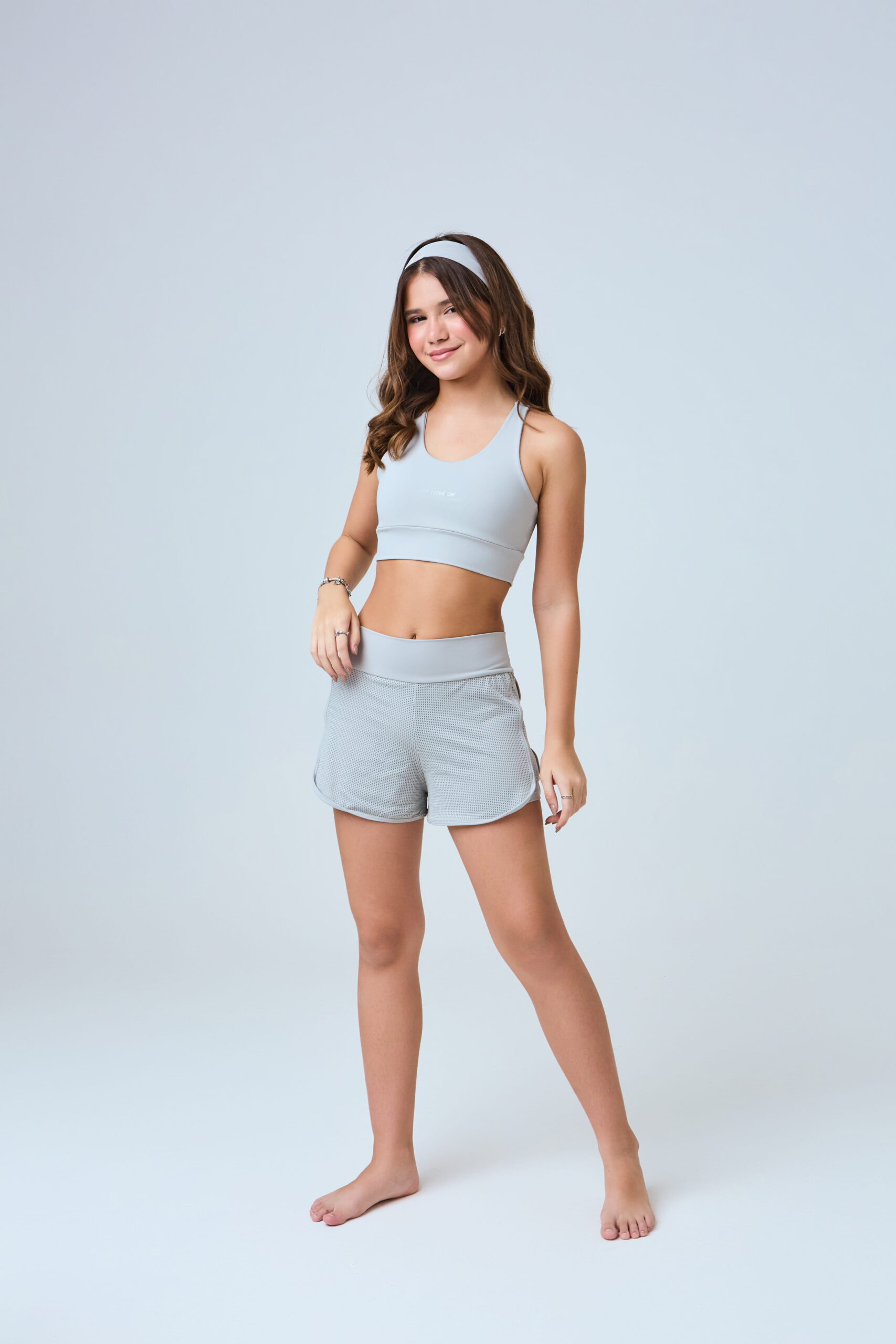 Conjunto de short duplo cinza
