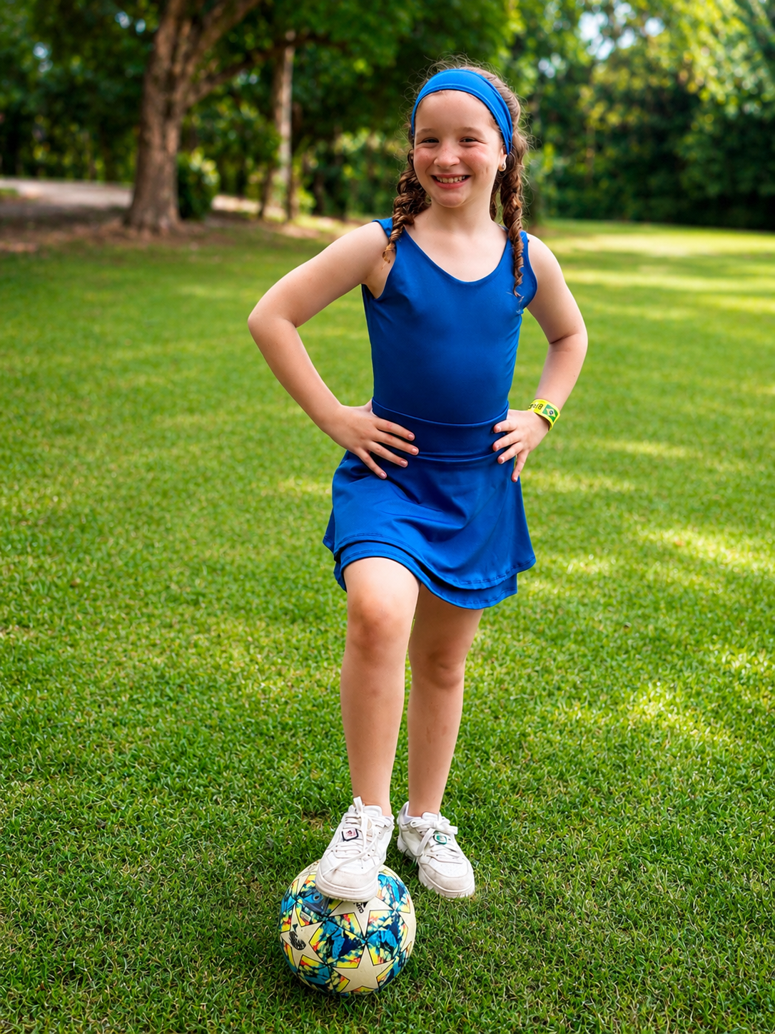 Vestido com short azul