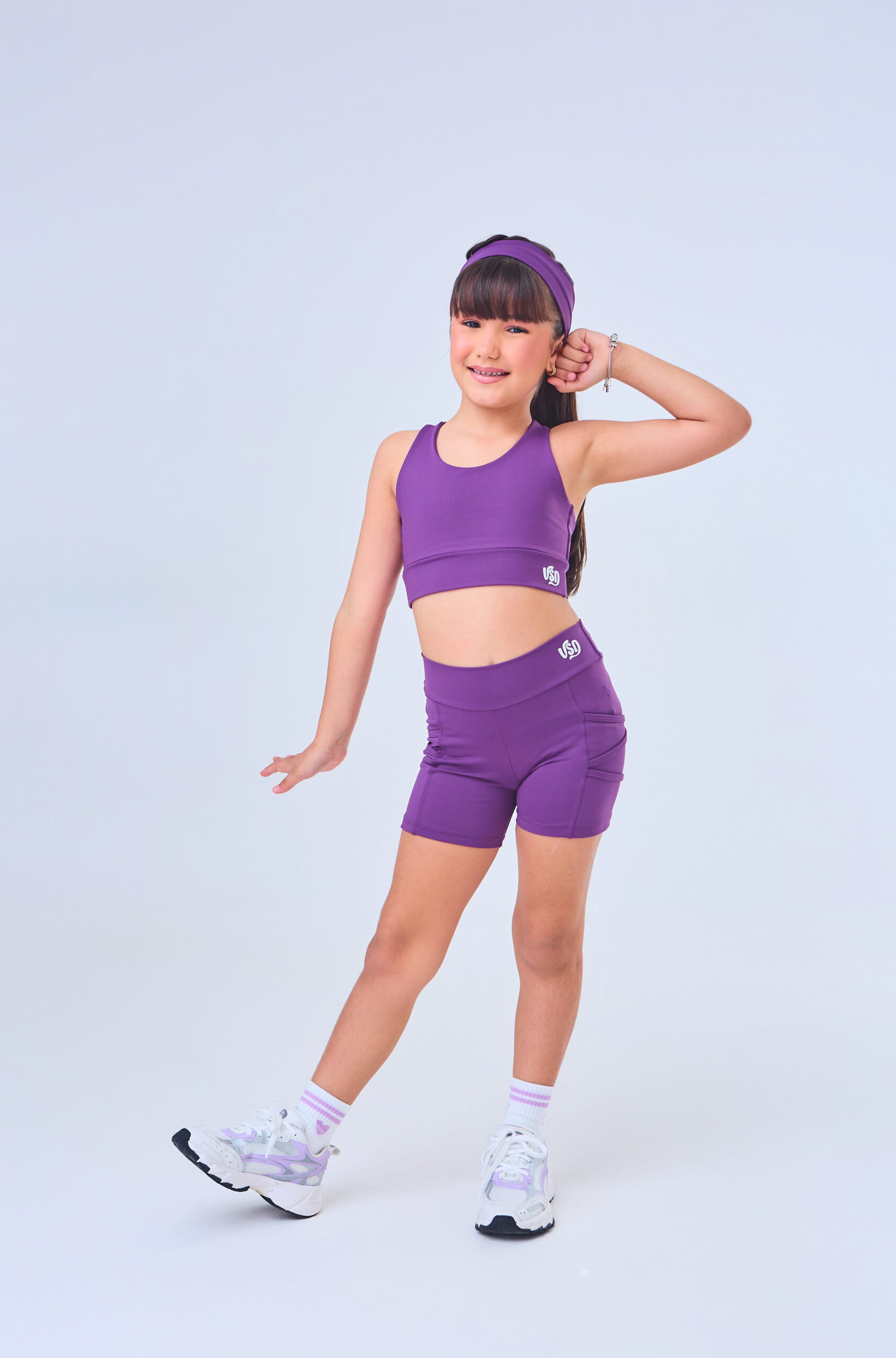 Conjunto short e top roxo