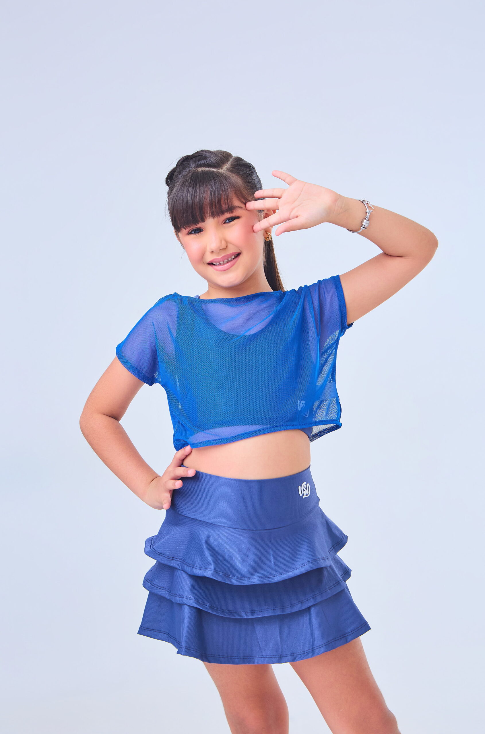 Cropped tule azul bic